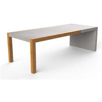 efecto Gartentisch Oliver Outdoor Tisch mit Eichenholz und Beton wetterfest silbergrau