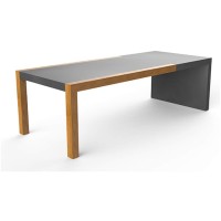 efecto Gartentisch Oliver Outdoor Tisch mit Eichenholz und Beton wetterfest anthrazit