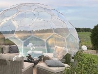 GermanDome GEO3.7 innovativer geodätischer transparenter Kuppelbau aus Makrolon