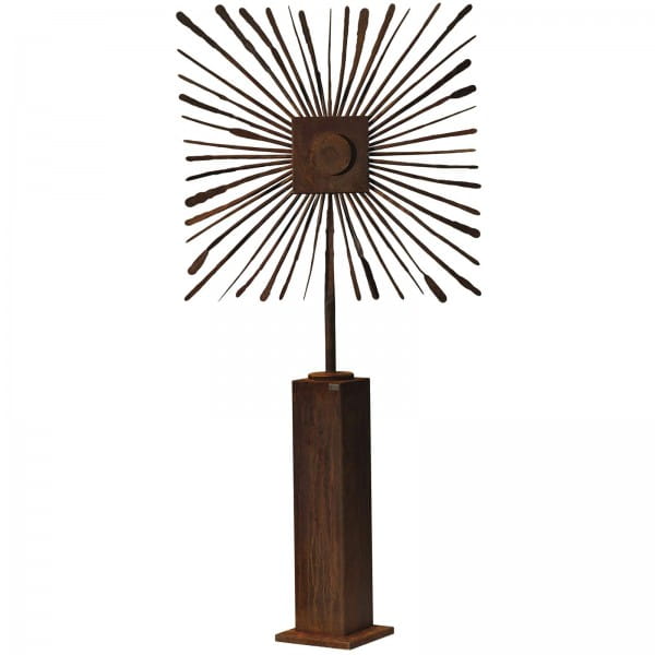 ums Metall Gartenskulptur 1085 aus Rohstahl - Oberfläche Edelrost, fester Stand durch Bodenplatte