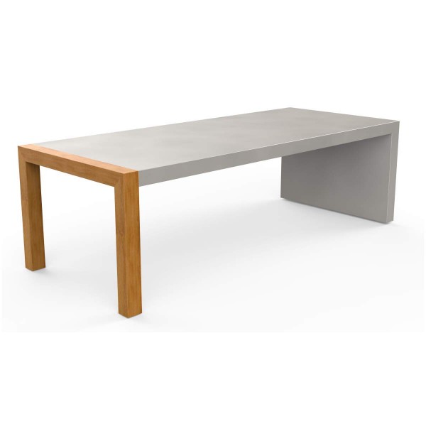 efecto Gartentisch Levin Outdoor Tisch mit Eichenholz und Beton silbergrau