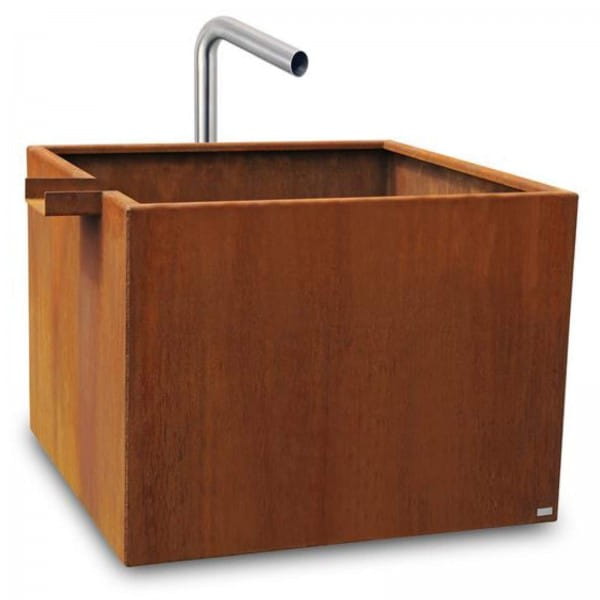 ums Metall Brunnen Eckig 1078 aus Cortenstahl
