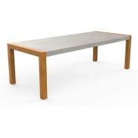 efecto Gartentisch Paul Outdoor Tisch mit Eichenholz und Beton wetterfest silbergrau