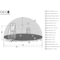 GermanDome GEO8 innovativer geodätischer transparenter Kuppelbau aus Makrolon