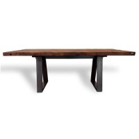 ums Metall Alholztisch 182060 aus Eichenholz und geöltem Schwarzstahl